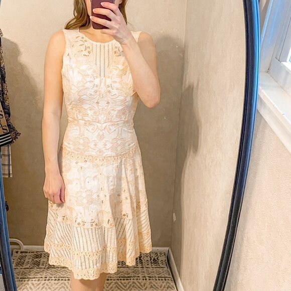 Jonathan Simkhai A-Line Lace Mini Dress Peach - Picture 7 of 8